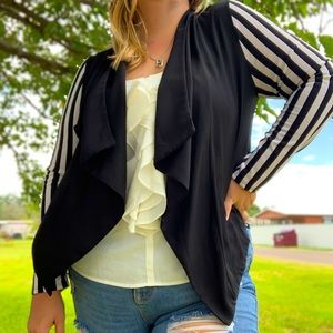 Black and white striped sleeve cover up